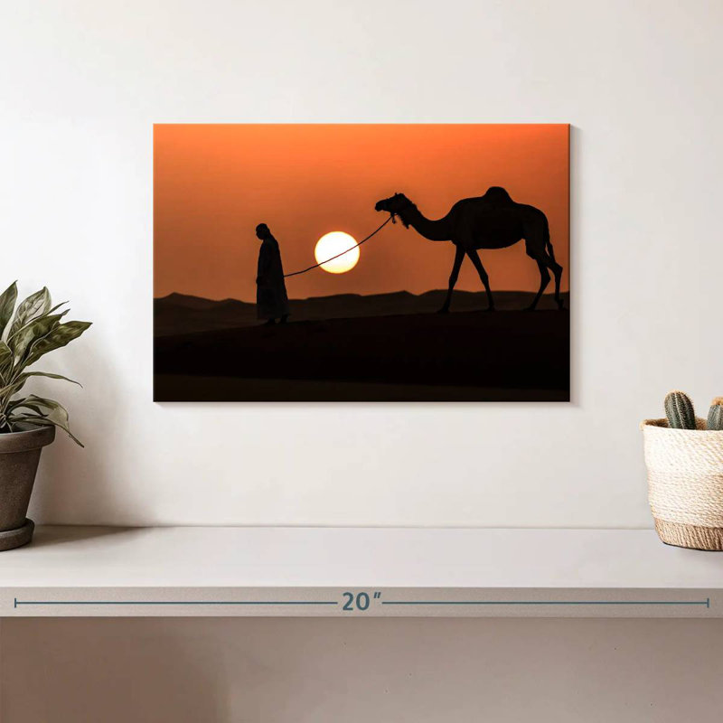 Man And Camel Silhouette, 8" H x 12" W