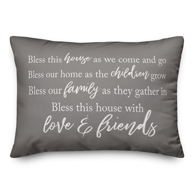 Coussin intérieur / extérieur Bless This House, H 14 po x l 20 po, Rectangle