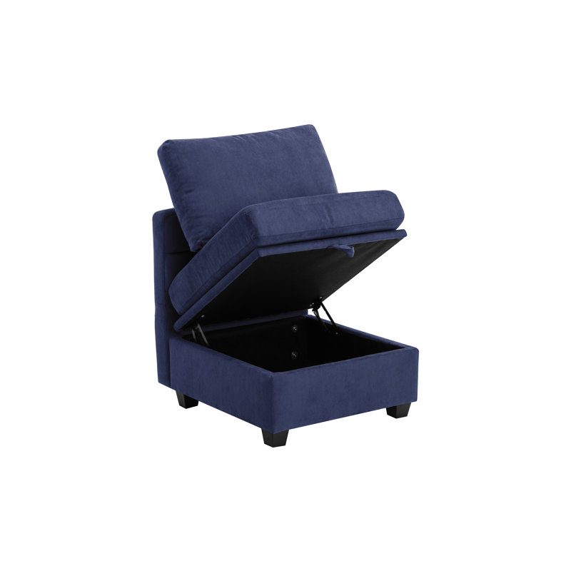 Toxi Upholstered  Armless Side Chair, Blue 100% Polyester