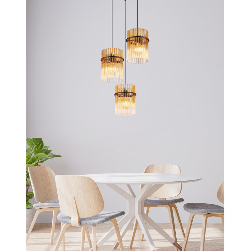 Decole 3 - Light Matte Black Pendant, Amber