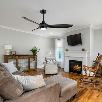 Imamuddin 60'' 3-Blade Modern Ceiling Fan with LED Lights and Remote Control for Indoor/Covered Outdoor, 6 Speed Reversible DC Motor, tri-Colour Temperatures, 6''/12'' Downrods