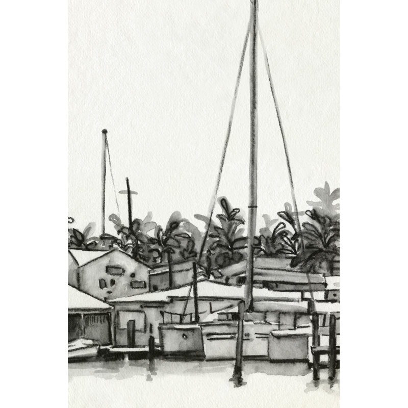 Neutral Tropics III by Emma Caroline - Painting on Canvas, 30 cm H x 20 cm W, Black Floater Framed