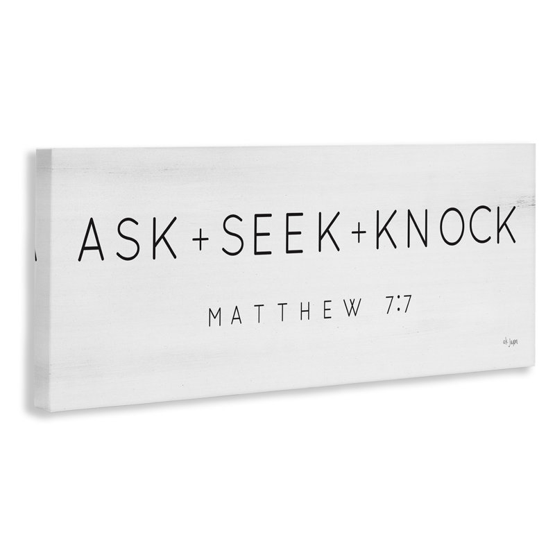 Ask Seek Knock - Sans cadre, impression sur toile, H 17 po x l 40 po x P 1,5 po