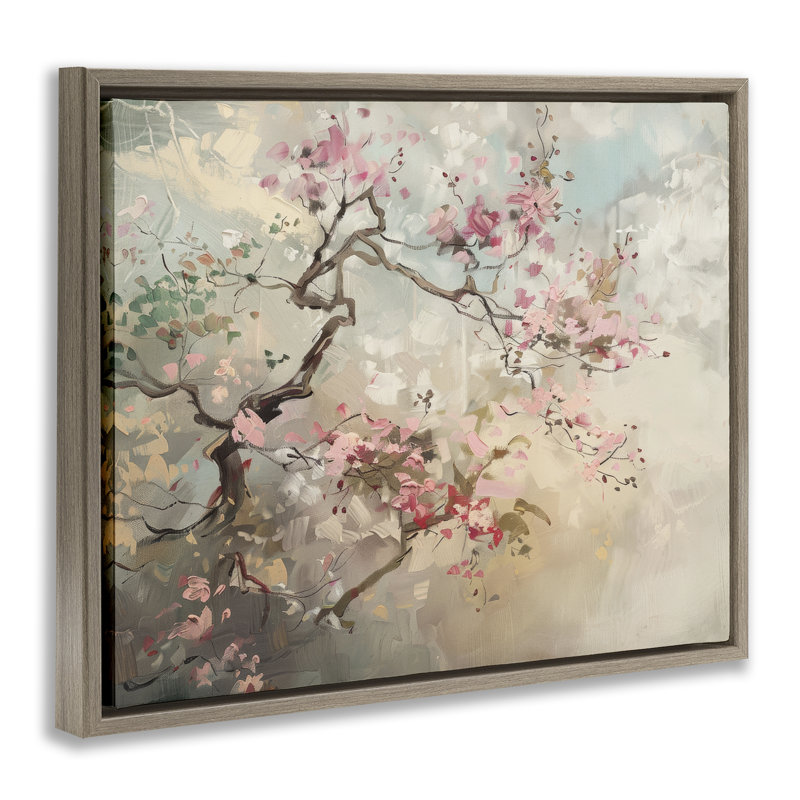 Cadre flottant Wild Cherry Blossoms Tree, design par Arlington Prints, H 17 po x l 21 po, Cadre flottant orme Montalcino
