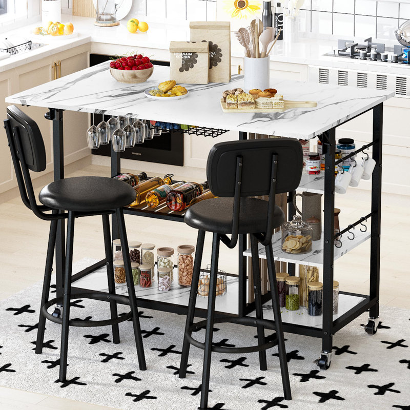 Stylish Marble Dining Set with Seating & Ample Storage