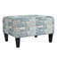  Tufted Upholstered Rectangular Ottoman Bench, Floral Print Accent Footrest Coffee Table, Blue
