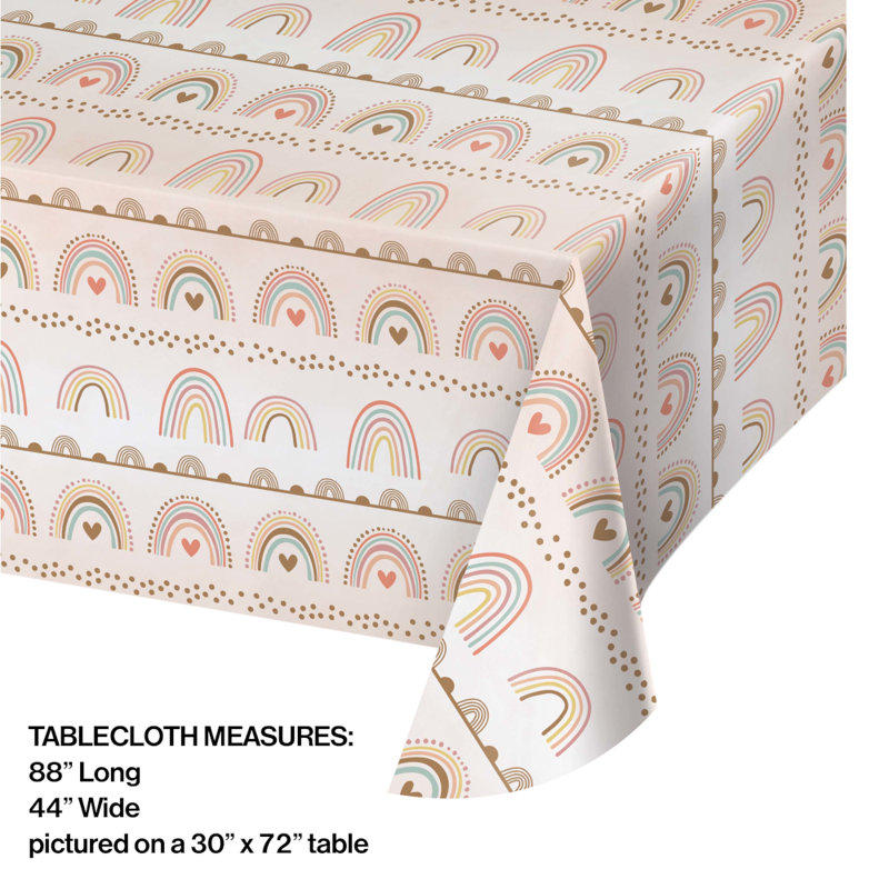 Creative Converting Boho Rainbow Paper Tablecloth, 3 ct