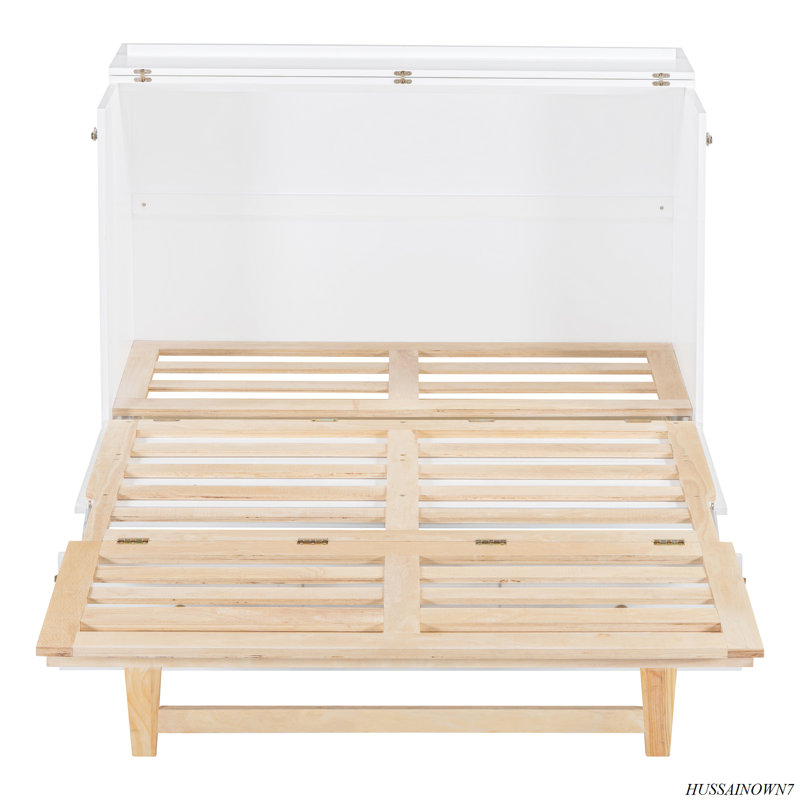 Murphy Bed With Large Drawers, Full, White