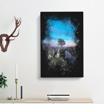 Tree Under A Purple Sky - Wrapped Canvas Painting