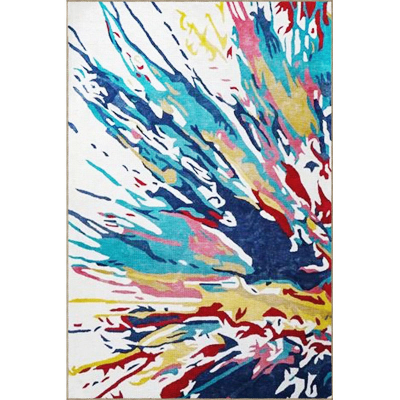 Creative Modern Decorative Carpet With Multicolored Abstract Paint Splatter Pattern, Rectangle 3'4" x 6'7"