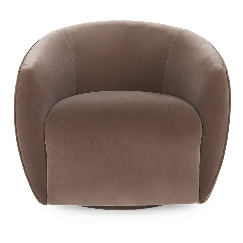 Layla Swivel Barrel Chair, Brown Velvet