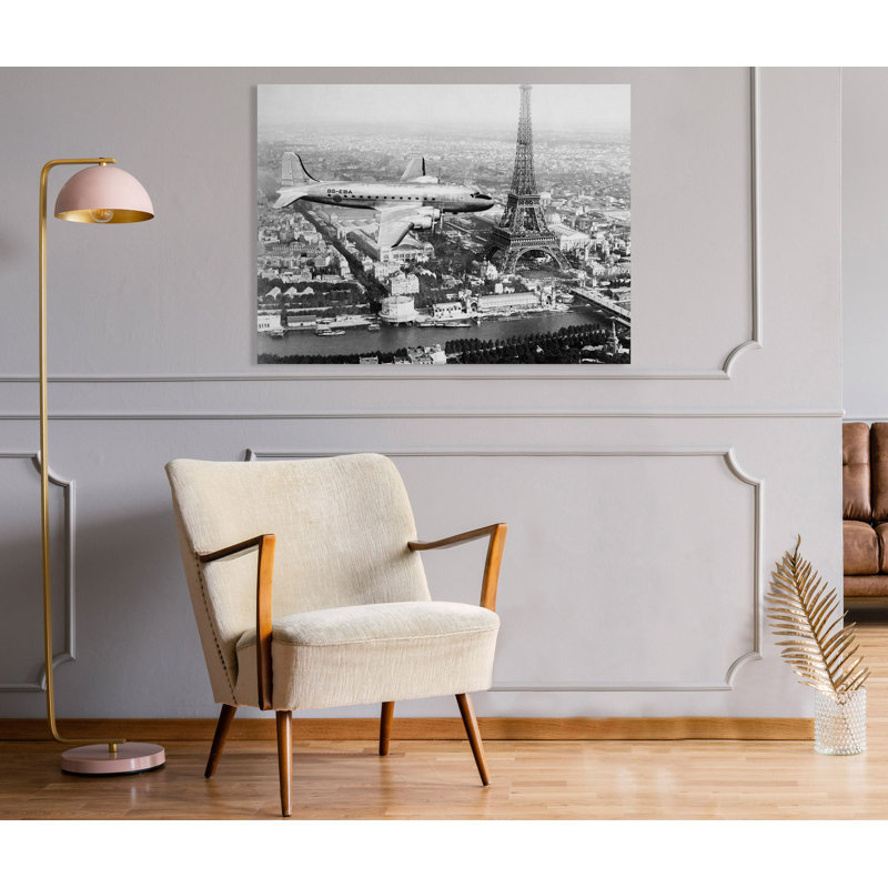 'Airplane over Paris' by Anonymous - Wrapped Canvas Photograph Print, 50cm H x 70cm W x 4cm D