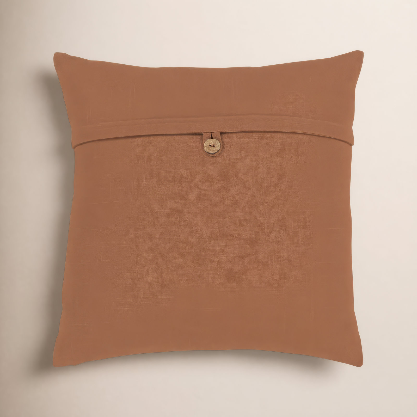 Leigh Buttons Cotton Throw Pillow, 18" x 18", Brown, Polyester