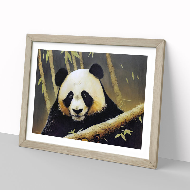 Sparkling Panda - Framed Print, 34cm H x 46cm W x 2cm D, Oak