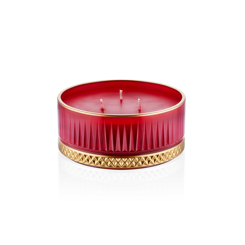 Bougie chauffe-plat non parfumée, Rouge bordeaux / or