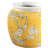  Oriental Blossom Ceramic Vase, Yellow Plum Floral Design With White Branch Motif, Chinese-Inspired Porcelain Vase For Table, Mantel, Or Entryway Décor, 6" Diameter & 6" Tall