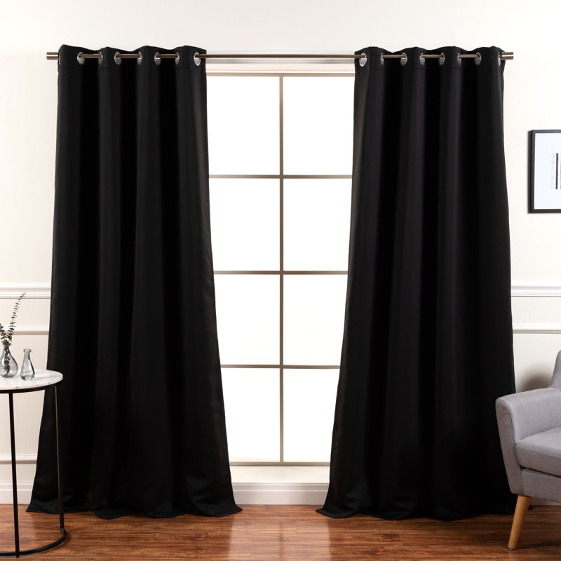 Lympsham Blackout Curtain Panel Pair, Black, 52" W x 84" L