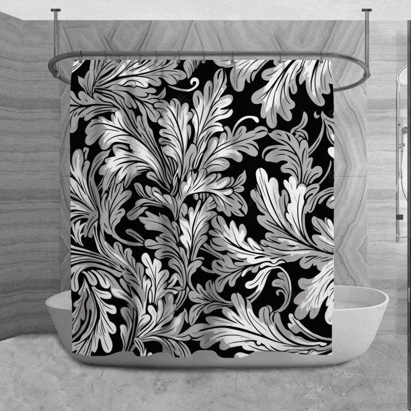Rideau de douche à motif floral Vilja, H 73 po x l 70 po