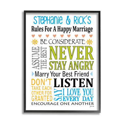 Happy Marriage Rules cmw-016 Personalized Wall Art