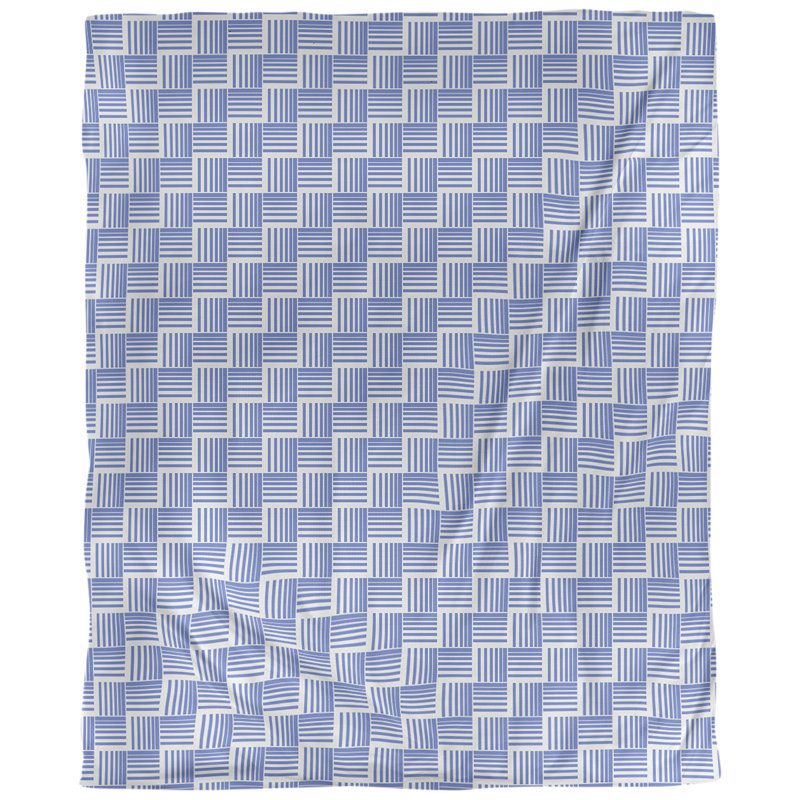 Housse de couette simple à rayures baskettressées, Housse de couette pour grand lit, Bleu clair, Microfibre