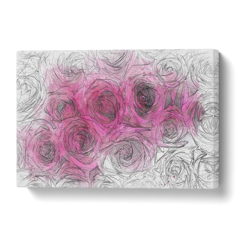 Wall of Bright Pink Roses - Wrapped Canvas, 40 cm H x 60 cm W