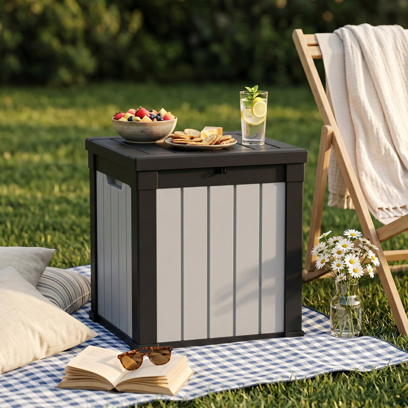 50 Gallon Outdoor Plastic Deck Box with Lid, Weather-Resistant Storage for Patio Furniture, Pool Toys & Garden Tools