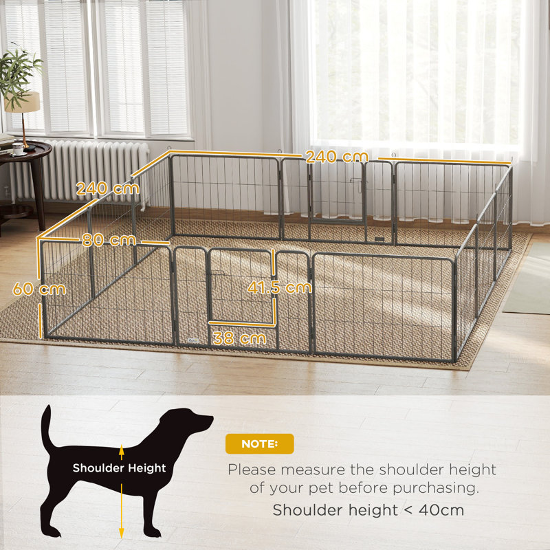 60cm H Panel Metal Exercise Pen With Door