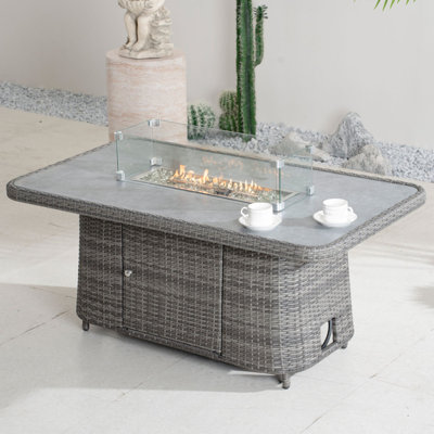Rectangle Aluminium Propane Smokeless Fire Pit Table with Hidden Fuel Tank