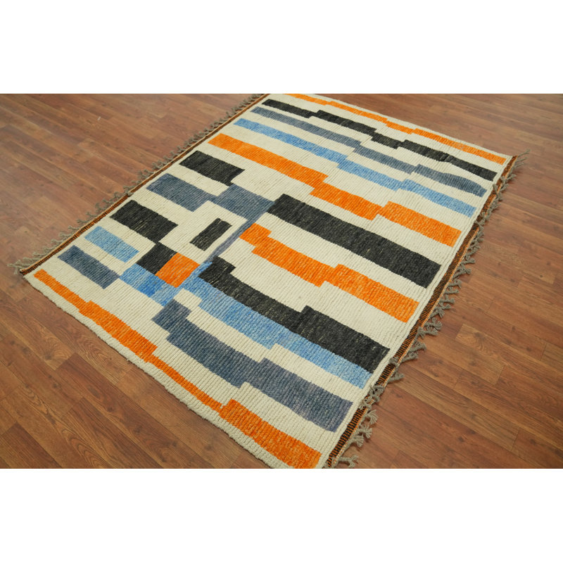 Tapis oriental marocain en laine fait à la main 5 x 6