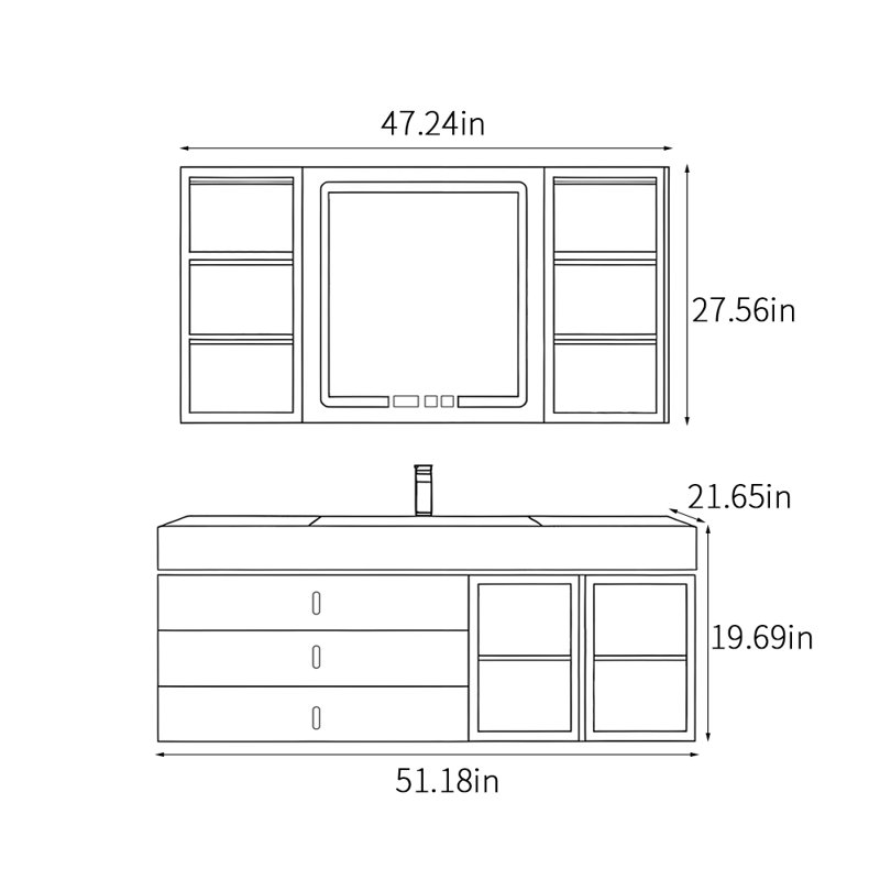Armoire murale moderne et simple., H 19,69 po x l 51,18 po x P 21,65 po, Rose