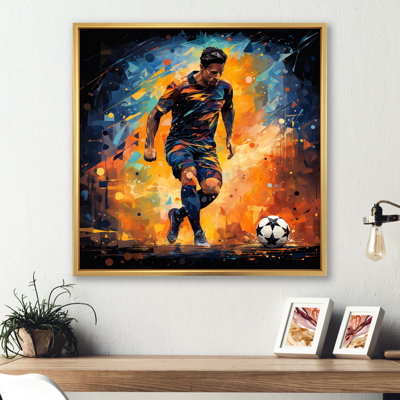 Joueur de soccer vert et jaune II - soccer, art mural
