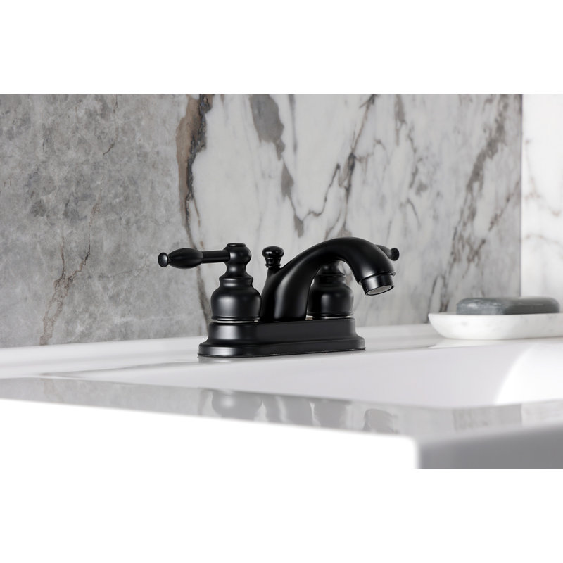 Knight Centerset Bathroom Faucet with Pop-Up Drain, Matte Black