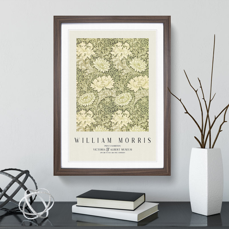 Chrysanthemum by William Morris - Framed Print, 65cm H x 48cm W x 2cm D, Walnut