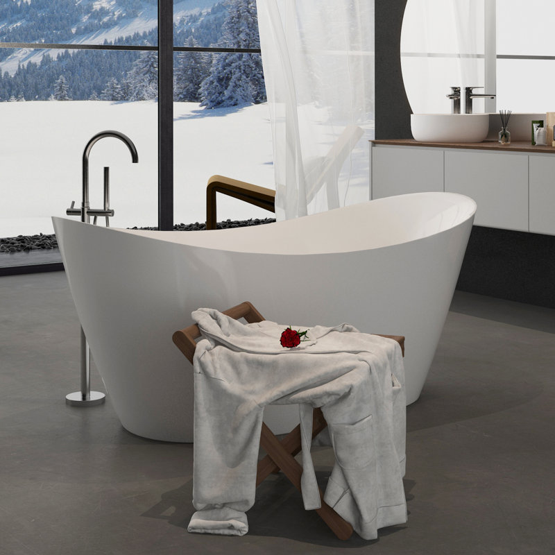 63" x 32" Deep Soaking Bathtub Acrylic Freestanding Bath Tub A19