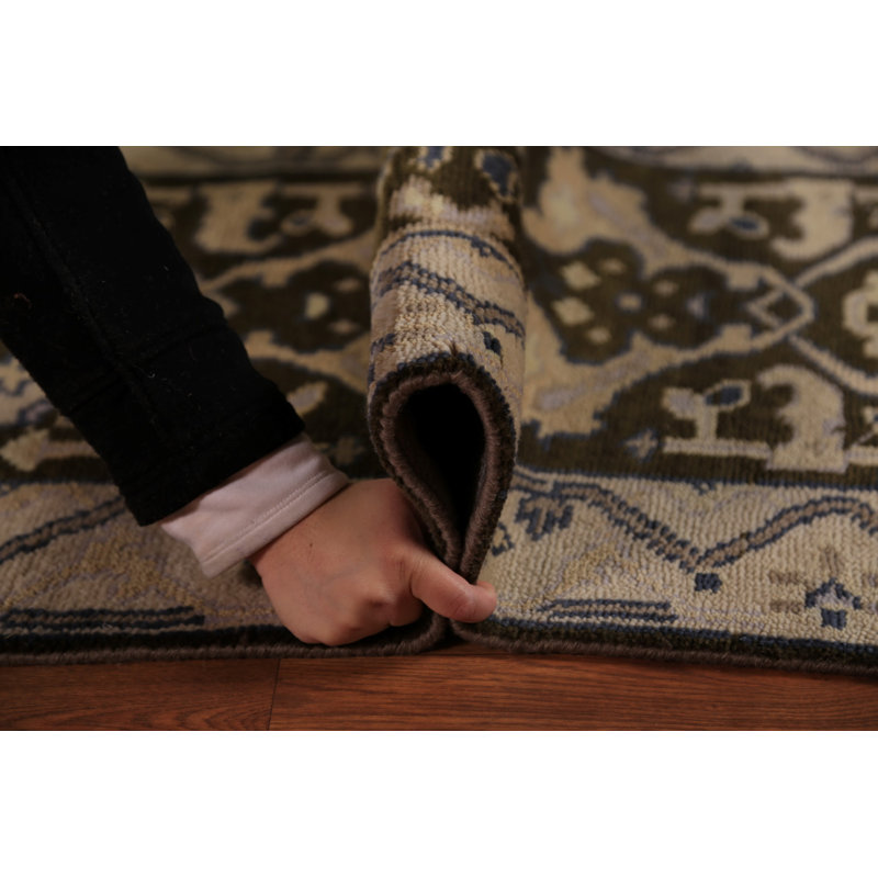 Tapis de couloir indien fait à la main brun Oushak 3 x 10