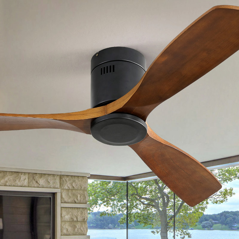 Ventilateur de plafond 52 pouces à profil bas DC 3 ventilateur de bois lame silencieuse télécommande du moteur sans lumière