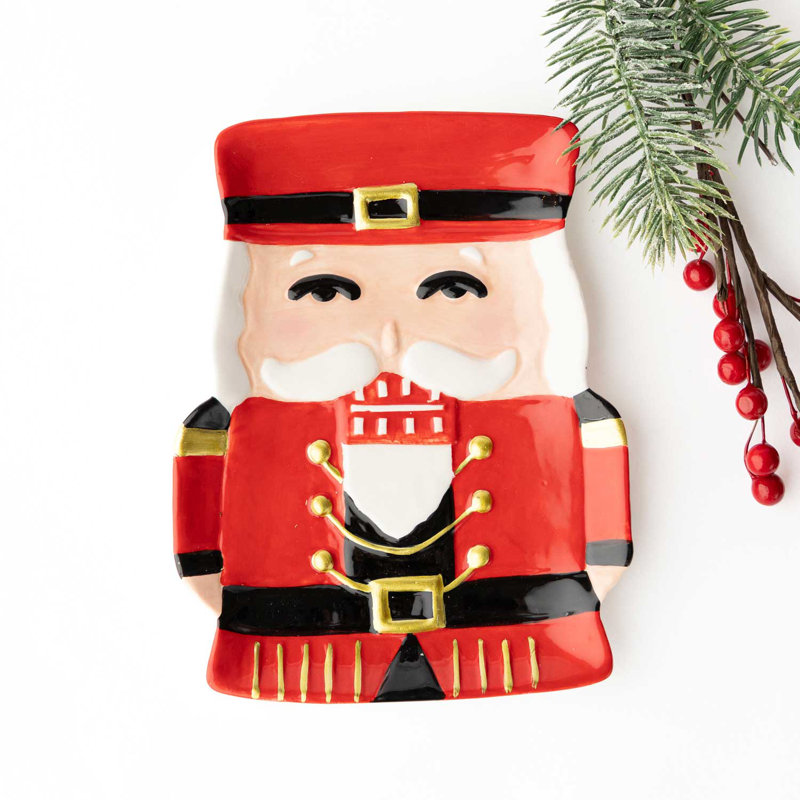 White Nutcracker Dish, Red