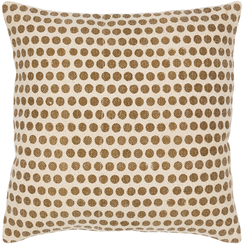 Oreiller carré en coton Zetta, Beige clair / brun clair, 22 po x 22 po, Duvet