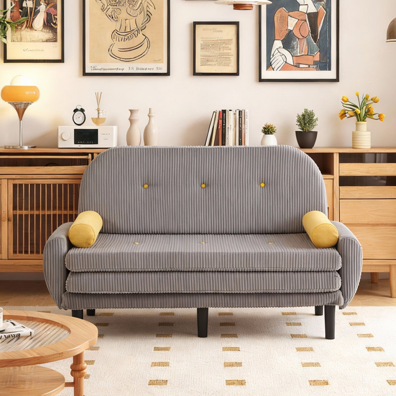 52.5" Sofa Bed Couch,Convertible Loveseat with Reclining Backrest and USB Charging,3 in 1 Sleeper Sofa Couch Bed, Gray