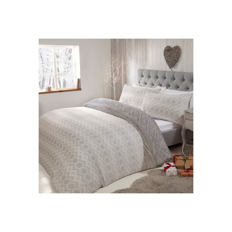 Brough Classic Polyester No Pattern Duvet Cover with Pillowcases, Grey, Double - 2 Standard Pillowcases