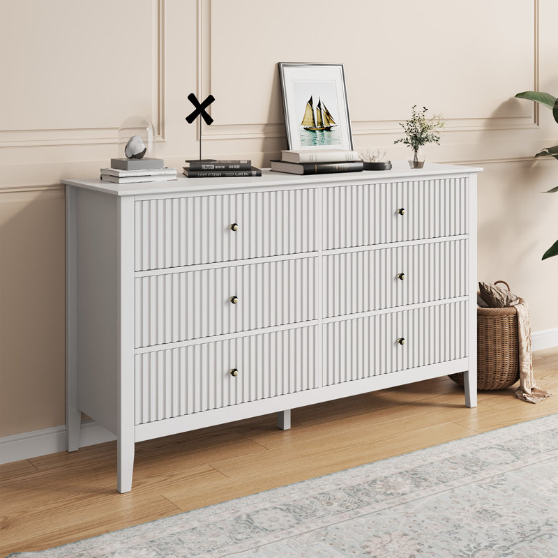 Amberrae 47'' W 6 - Drawer Dresser, White