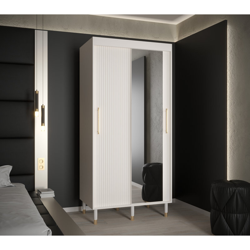 Allyza 2 Door Manufactured Wood Wardrobe, 208cm H x 100cm W x 62cm D, White