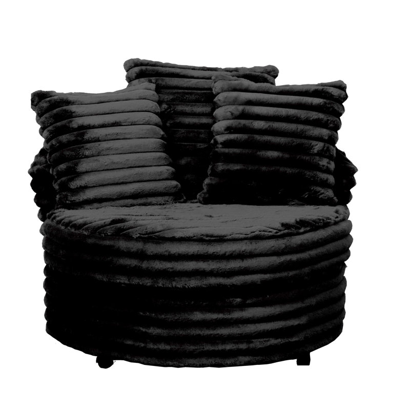 Gus Upholstered Barrel Chair, Black Corduroy
