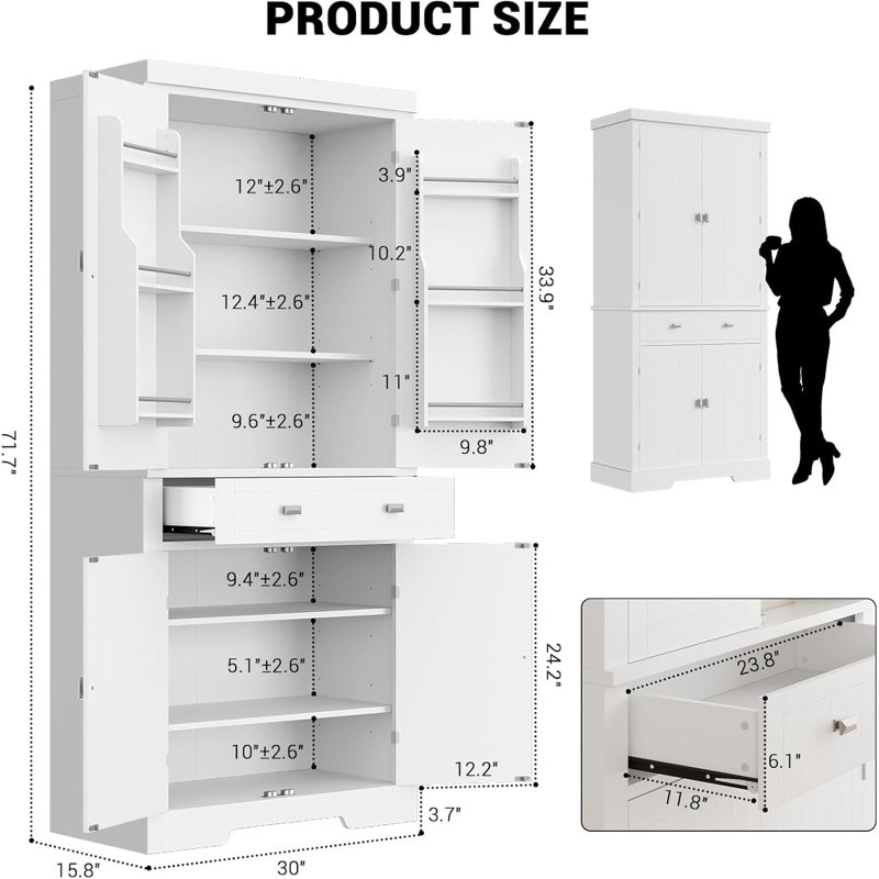 182.1cm Kitchen Pantry, White
