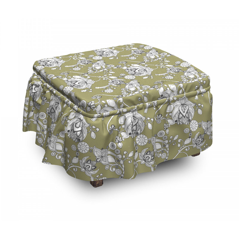 Housse pour repose-pieds doodle spring fleuri