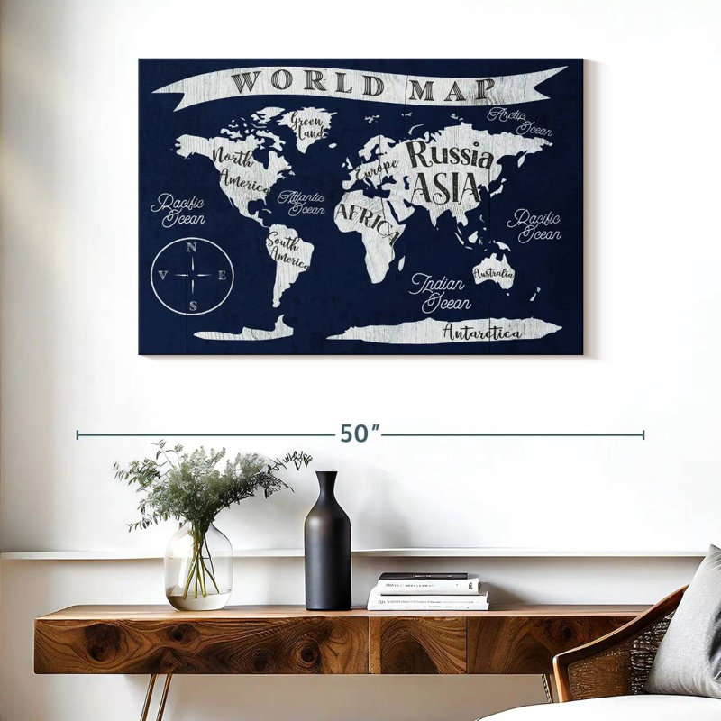 Carte du monde marine Aliaz, H 26 po x l 39 po