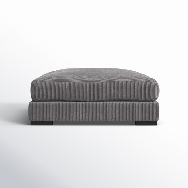 Lonsdale Square Ottoman, Gray Corduroy
