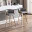 Lot de 2 tabourets de bar de 76 cm (30 pouces), revêtement en velours gris, piètement doré et repose-pieds pour un intérieur élégant. Assise stable et rembourrée de mousse.