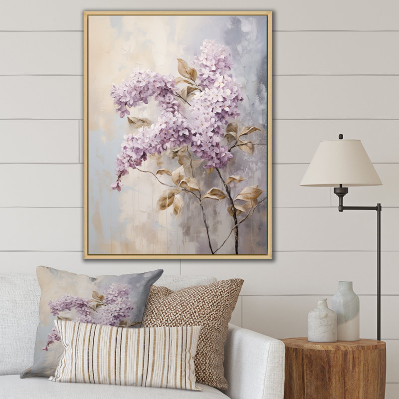 «Blooming Lilac Melody IV» sur toile, Cadre naturel flottant, H 32 po x l 24 po x P 1 po