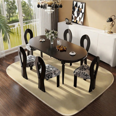 Black rubber wood dining table set